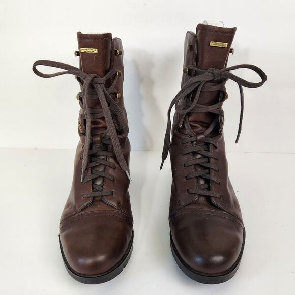 Rockport Lace Up Waterproof Boots Womens Size 7.5 Brown Leather  goth grunge - Picture 13 of 16